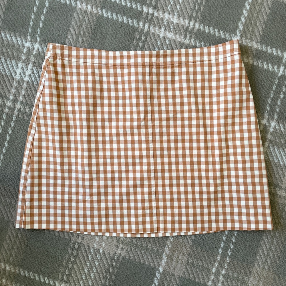 J.Crew Natasha tan gingham twill a-line mini skirt 12
